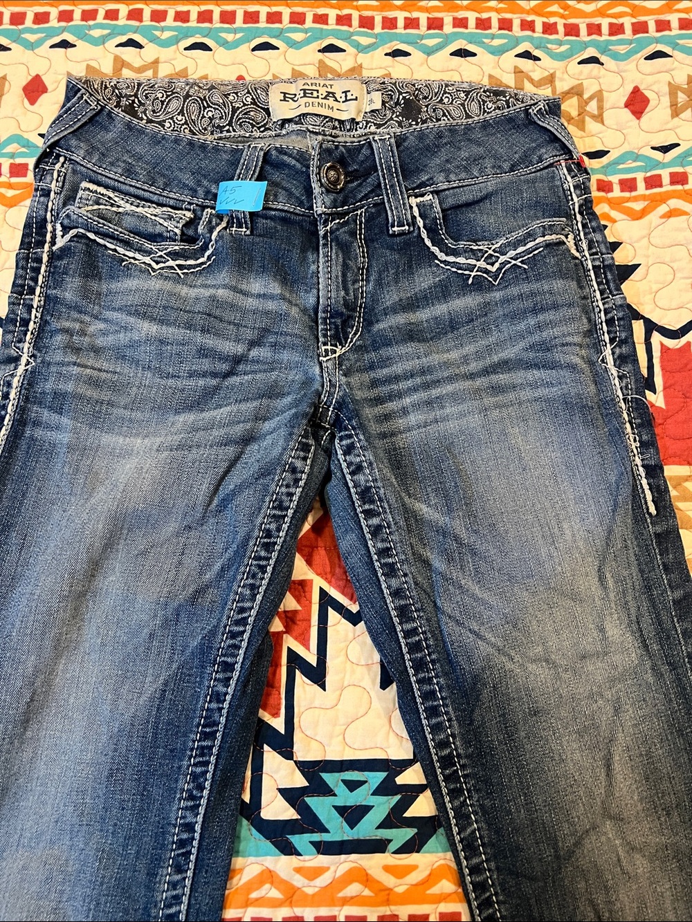Ariat REAL DENIM Women's Skinny Jeans in Distressed Blue Wash